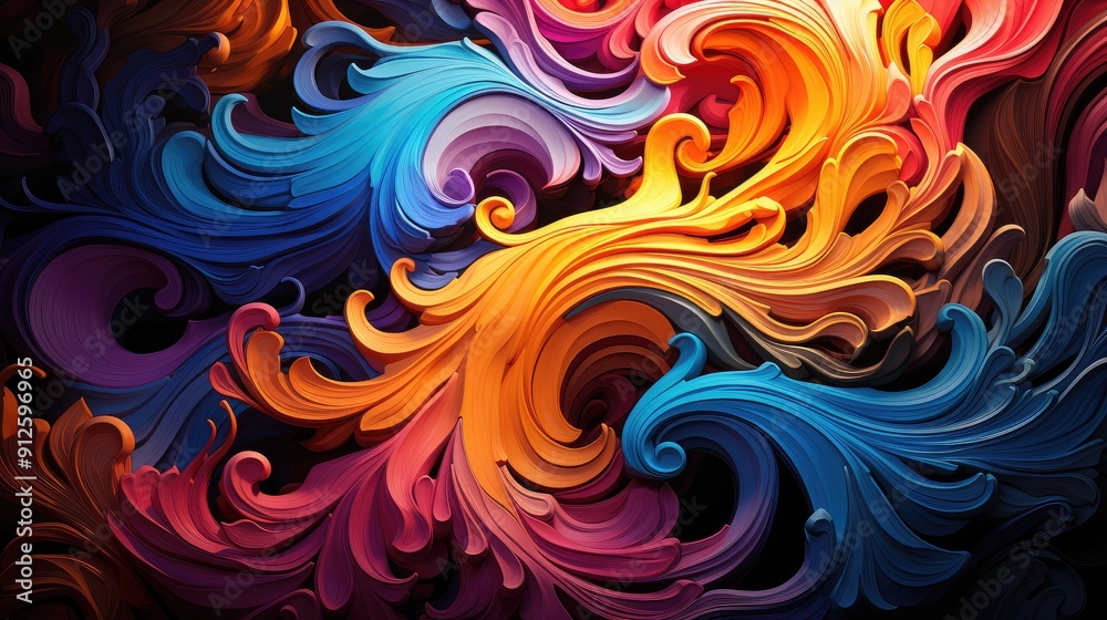 Psychedelic neon swirls in vibrant hues Psychedelic neon swirls in vibrant hues