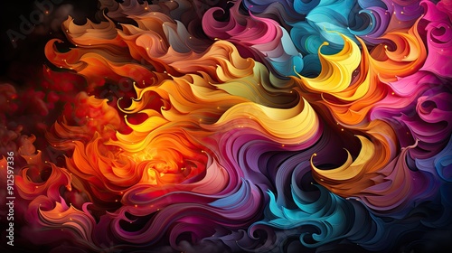 Psychedelic neon swirls in vibrant hues