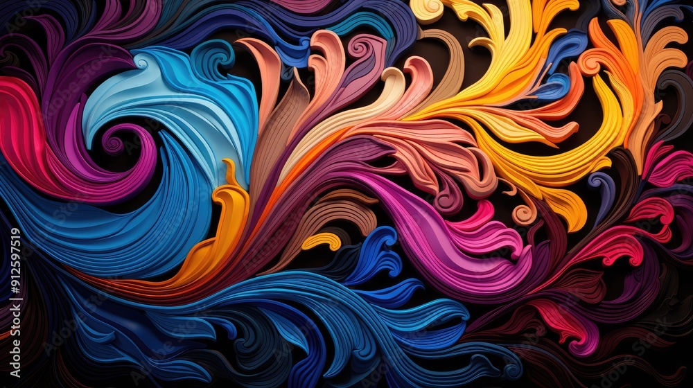 Psychedelic neon swirls in vibrant hues Psychedelic neon swirls in vibrant hues