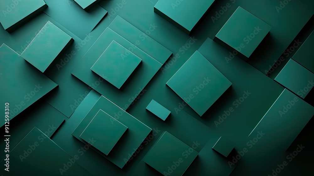 Abstract 3D dark green background with geometric shapes and delicate shadows, ideal for modern and stylish designs. Abstract 3D dark green background with geometric shapes and delicate shadows, ideal for modern and stylish designs.