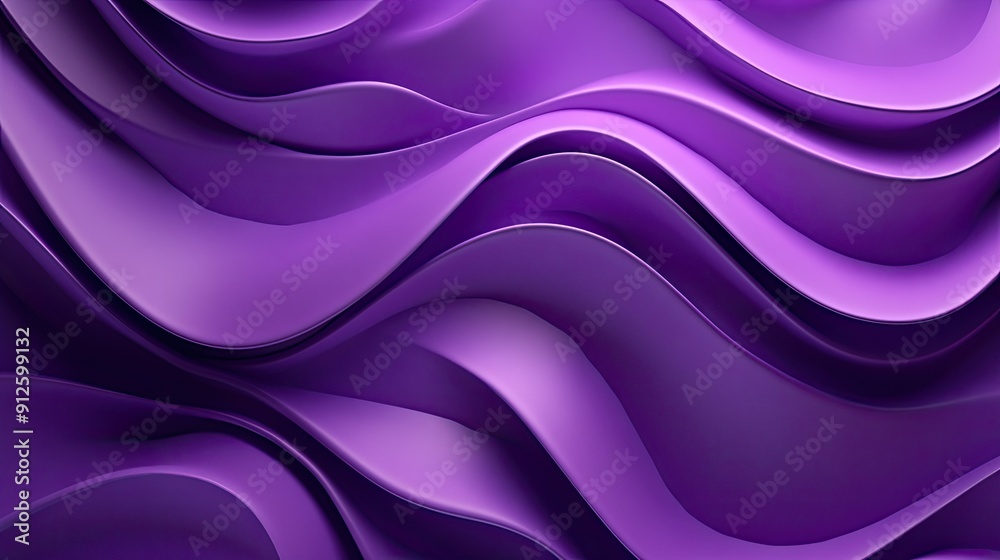 Fototapeta premium Abstract 3D purple background with wave-like formations and subtle metallic sheen.