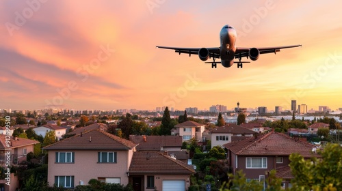 A neighborhood affected by noise pollution from a nearby airport photo