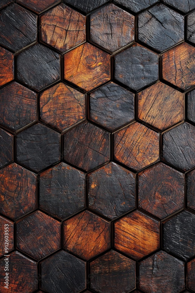 Seamless wood textured in hexagon pattern