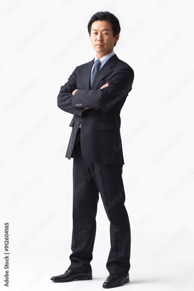 Serious and handsome businessman in a suit and necktie, standing confidently in a studio portrait on a white background, exuding professionalism and success. Serious and handsome businessman in a suit and necktie, standing confidently in a studio portrait on a white background, exuding professionalism and success.