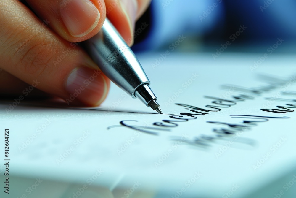 A close-up of a business professional signing a document A close-up of a business professional signing a document