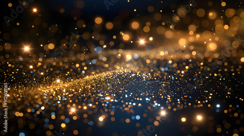 Gold sparkles in the light with a bright abstract celebration.