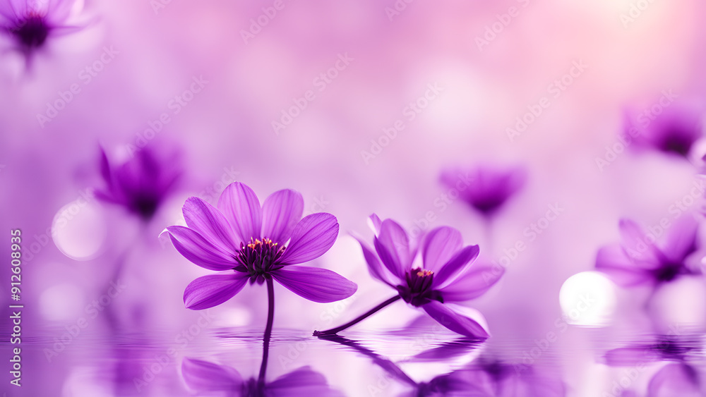 Obraz premium A close up of a bunch of purple flowers with a purple background