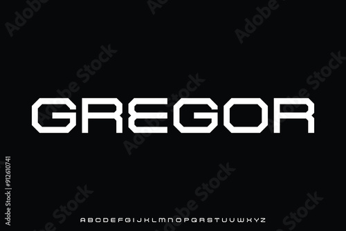 Strong modern geometric alphabet display font vector illustration