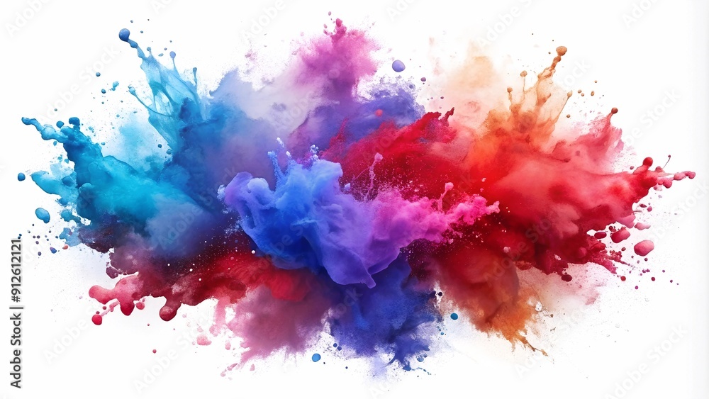 Watercolor Red Purple Blue Splash Drops Isolated Watercolor Red Purple Blue Splash Drops Isolated