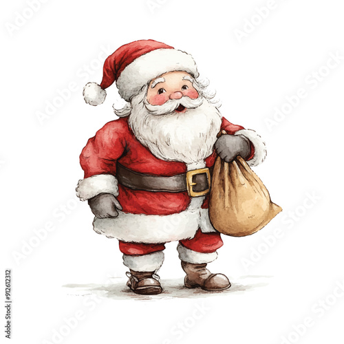 cute santa claus watercolor illustration