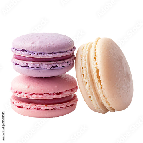 Macaron cookies isolated on transparent background  isolated on transparent background