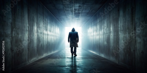 Wallpaper Mural Enigmatic figure lurking in a shadowy passage silhouette, shadow, mysterious, dark, unknown, mysterious, stranger, hidden Torontodigital.ca