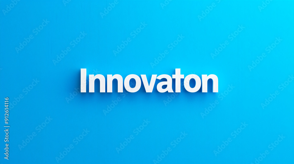 White word innovation casting a shadow on a blue background White word innovation casting a shadow on a blue background