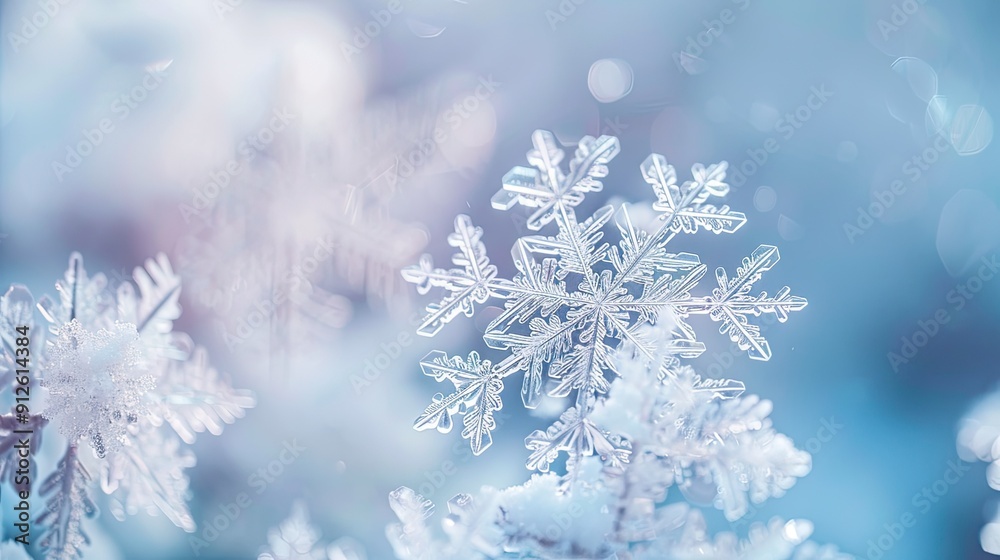 snowflake closeup, the snowflake covers only the top two thirds of the picture, blurry background, photorealistic snowflake closeup, the snowflake covers only the top two thirds of the picture, blurry background, photorealistic