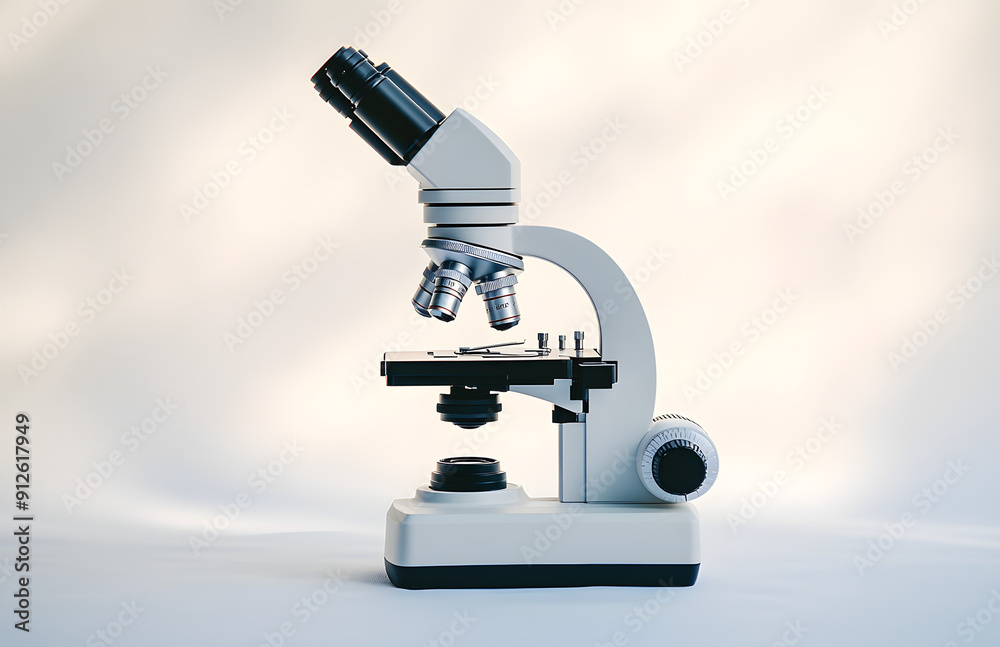 Simple White Microscope with Visible Focus Point Simple White Microscope with Visible Focus Point
