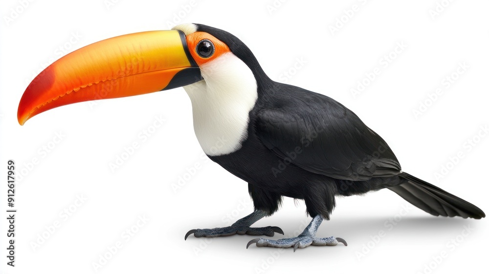 Naklejka premium Toucan with Large Orange Beak