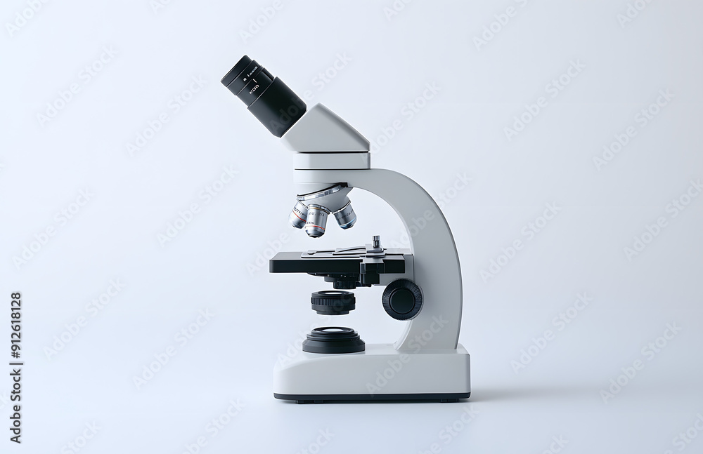 Simple White Microscope with Visible Focus Point Simple White Microscope with Visible Focus Point
