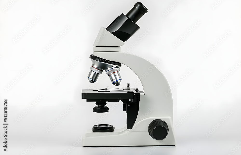 Simple White Microscope with Visible Focus Point Simple White Microscope with Visible Focus Point
