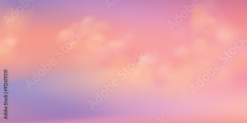 Panoramic abstract pink blue sky background. Skyscape with fluffy clouds. Gradient fantasy paradise background.