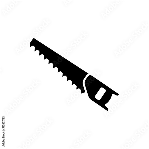Saw icon. One of the carpentry tools. Vector illustration on white background.