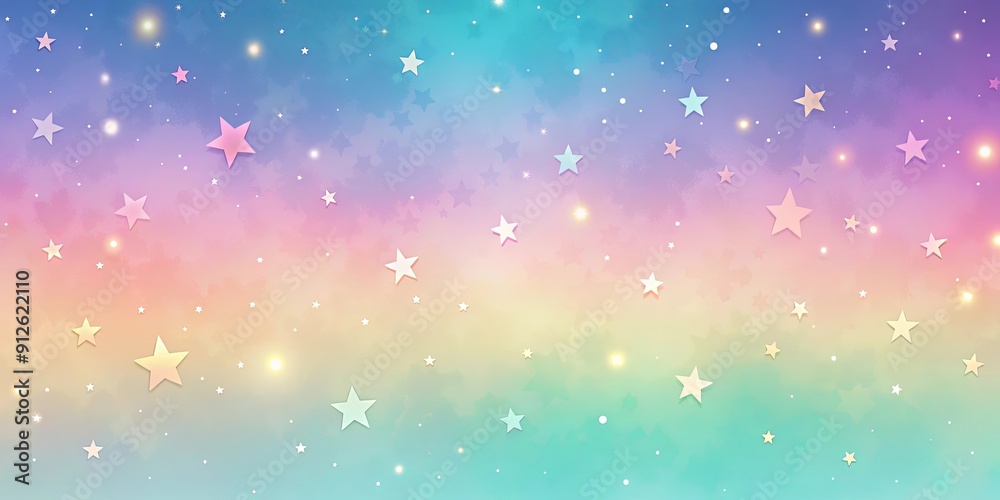 Obraz premium Abstract gradient pastel sky with colorful stars background, kawaii, colorful, sky, stars, abstract, gradient, pastel, comic