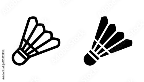 Badminton icon set. badminton racquets with shuttlecock line art vector icon for sports apps and websites.