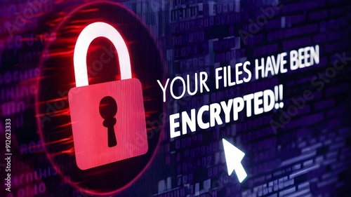 Closeup  image of Ransomware attack, your files have been Encrypted 