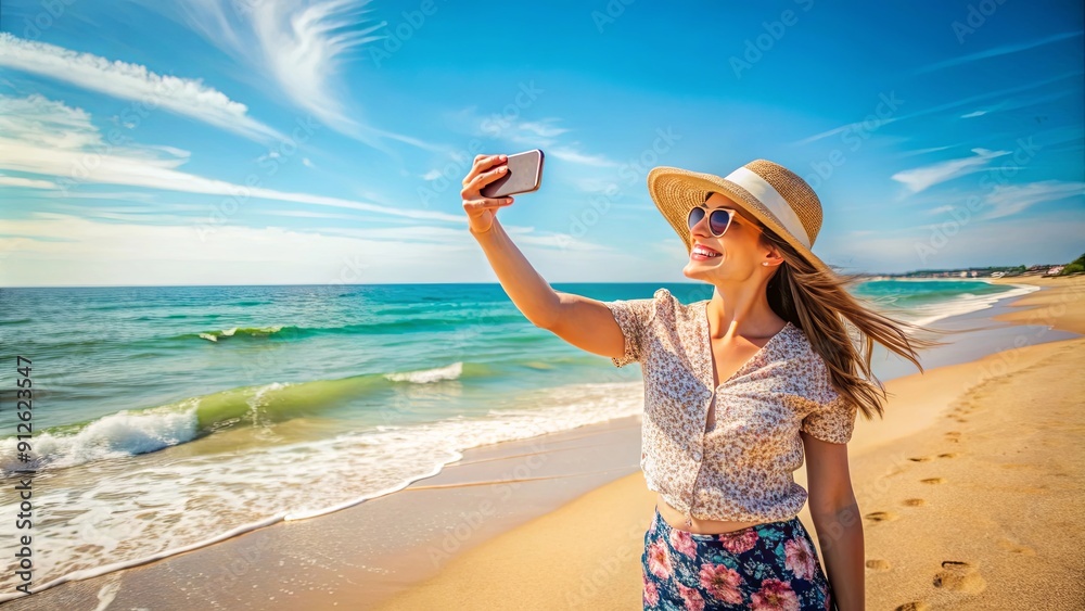Influencer enjoying a day on the beach, promoting travel destinations and a sunny lifestyle , travel, influencer Influencer enjoying a day on the beach, promoting travel destinations and a sunny lifestyle , travel, influencer