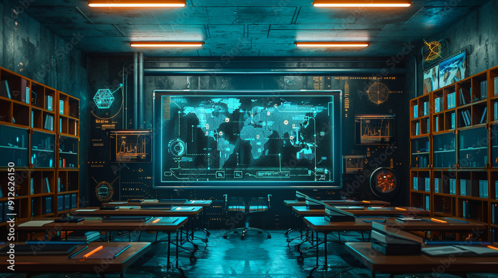Digital classroom with AI-assisted teaching tools, advanced education technology, modern learning environment Digital classroom with AI-assisted teaching tools, advanced education technology, modern learning environment