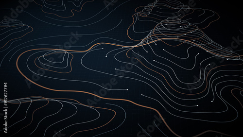 Tableau sur toile Futuristic holographic terrain topology head-up screen display, offering advance