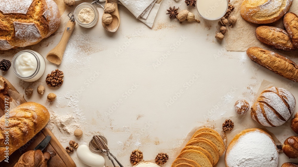 Bakery frame border background for banner with copy space