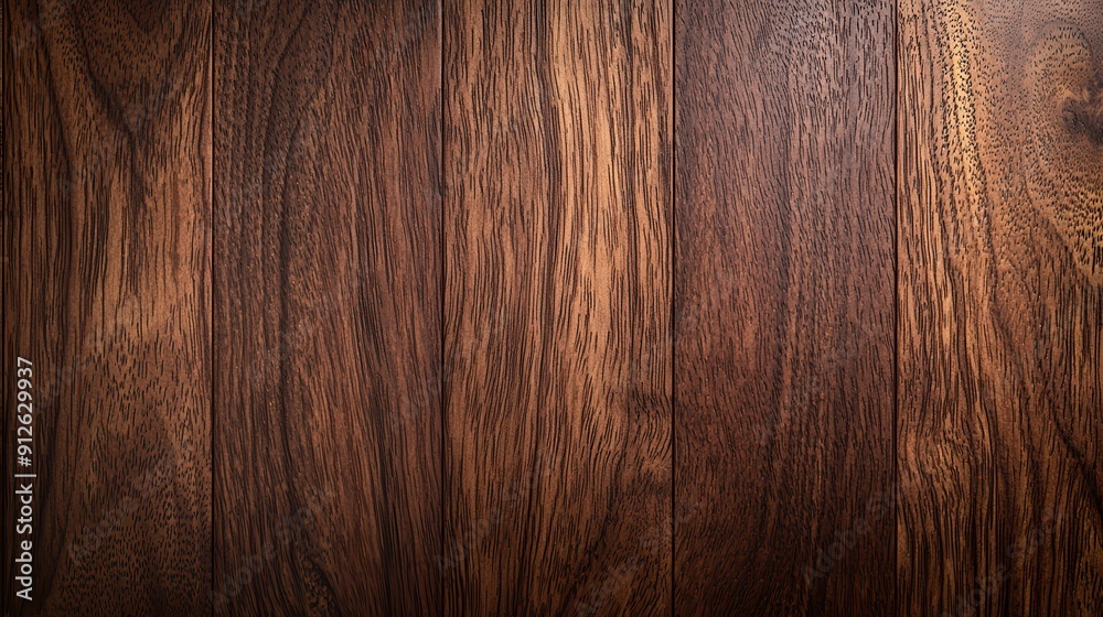 Dark walnut wood texture with smooth finish, wood background, rich tones