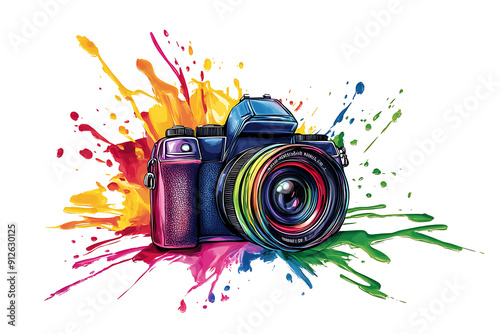 Watercolor retro vintage camera floral illustration. photography logo with flowers and plants. hand drawn, clipart, design, perfect for print