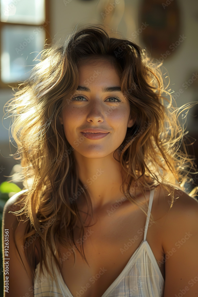 Fototapeta premium Outdoor portrait of young woman with serene expression