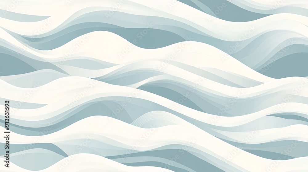 Fototapeta premium A seamless design featuring wavy patterns and subtle water ripples, with minimal sea waves and soothing textures. The pattern is characterized by its smooth, flowing lines that create a gentle and