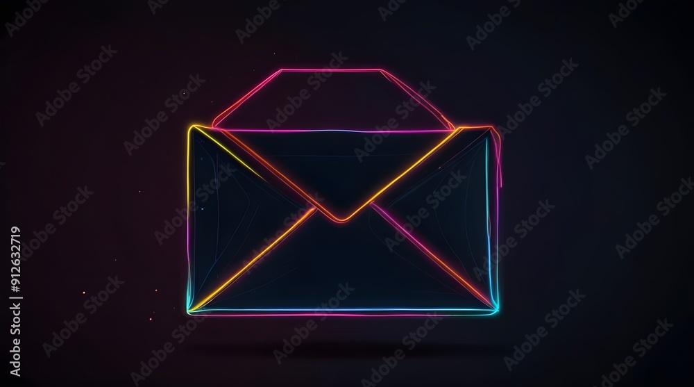 glowing neon line envelope with check mark icon isolated on black background mail message.generative.ai glowing neon line envelope with check mark icon isolated on black background mail message.generative.ai