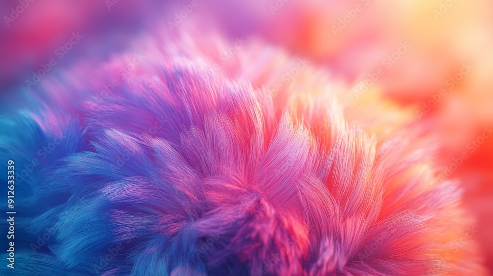 Close-up of a fluffy 3D ball with a rich, soft texture in vibrant colors. Close-up of a fluffy 3D ball with a rich, soft texture in vibrant colors.