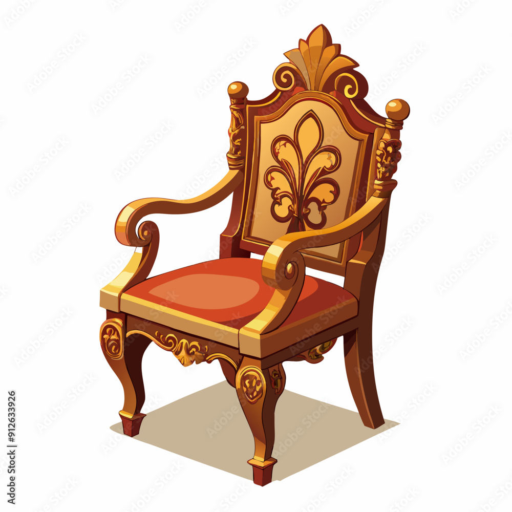 A beautiful ornate wooden chair art vector illustration