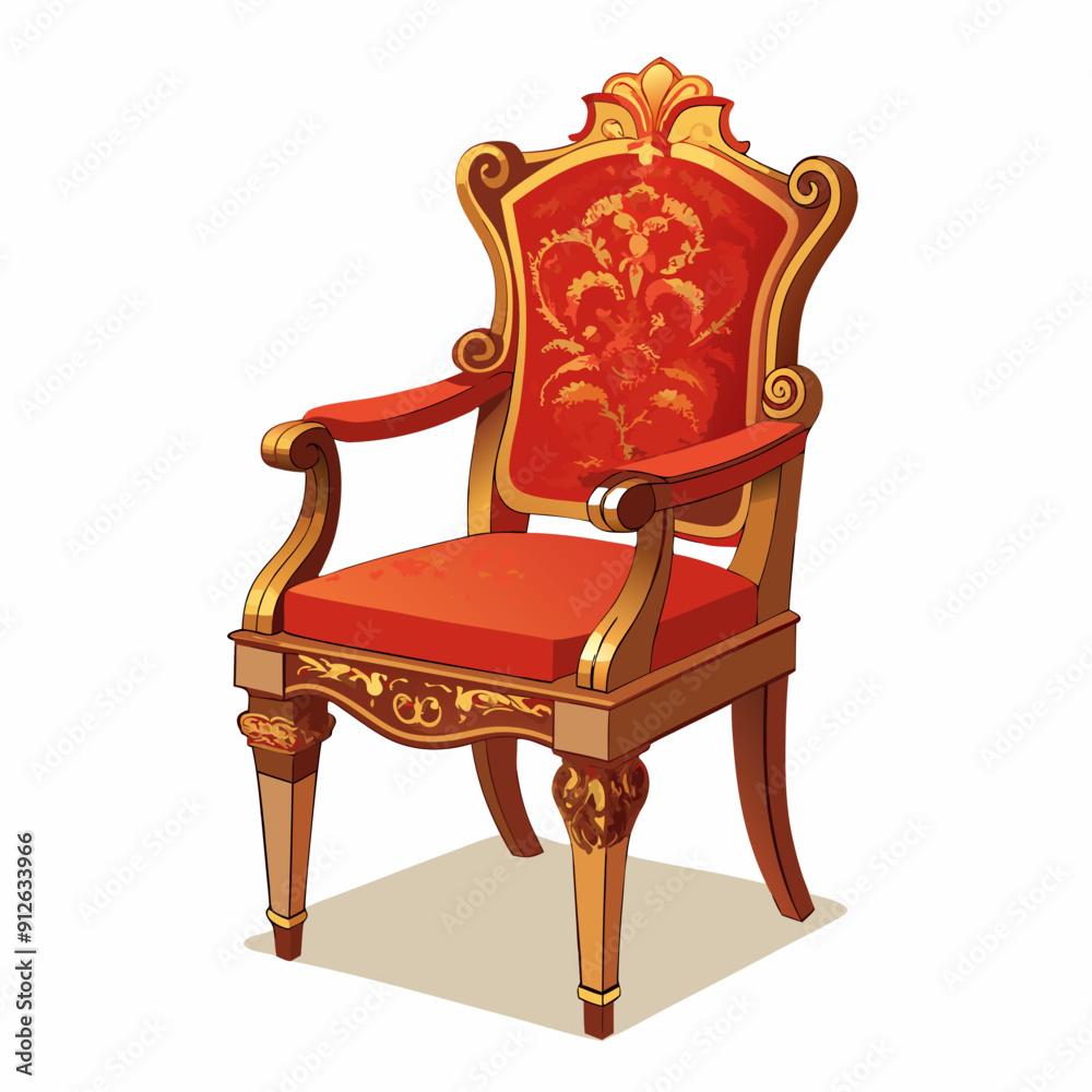 A beautiful ornate wooden chair art vector illustration A beautiful ornate wooden chair art vector illustration