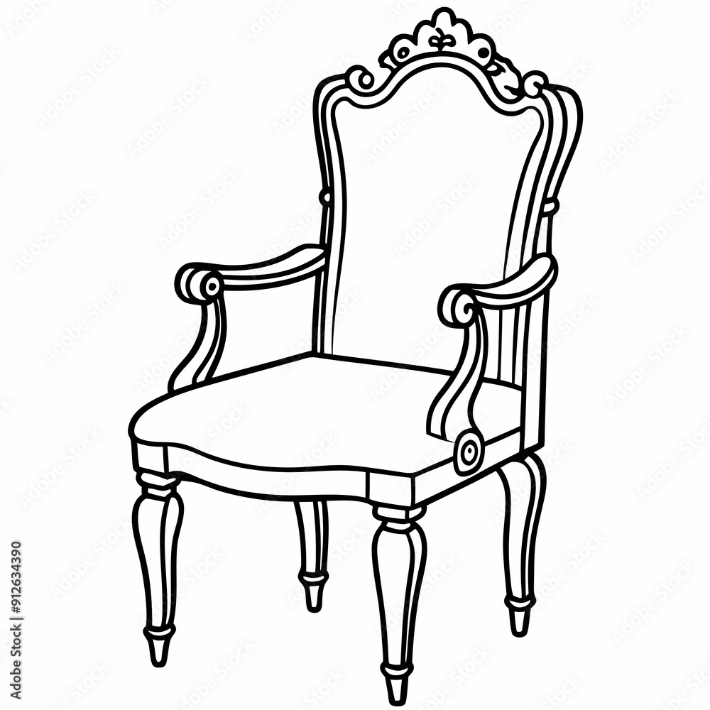 A beautiful ornate wooden chair art vector illustration A beautiful ornate wooden chair art vector illustration