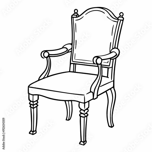 A beautiful ornate wooden chair art vector illustration