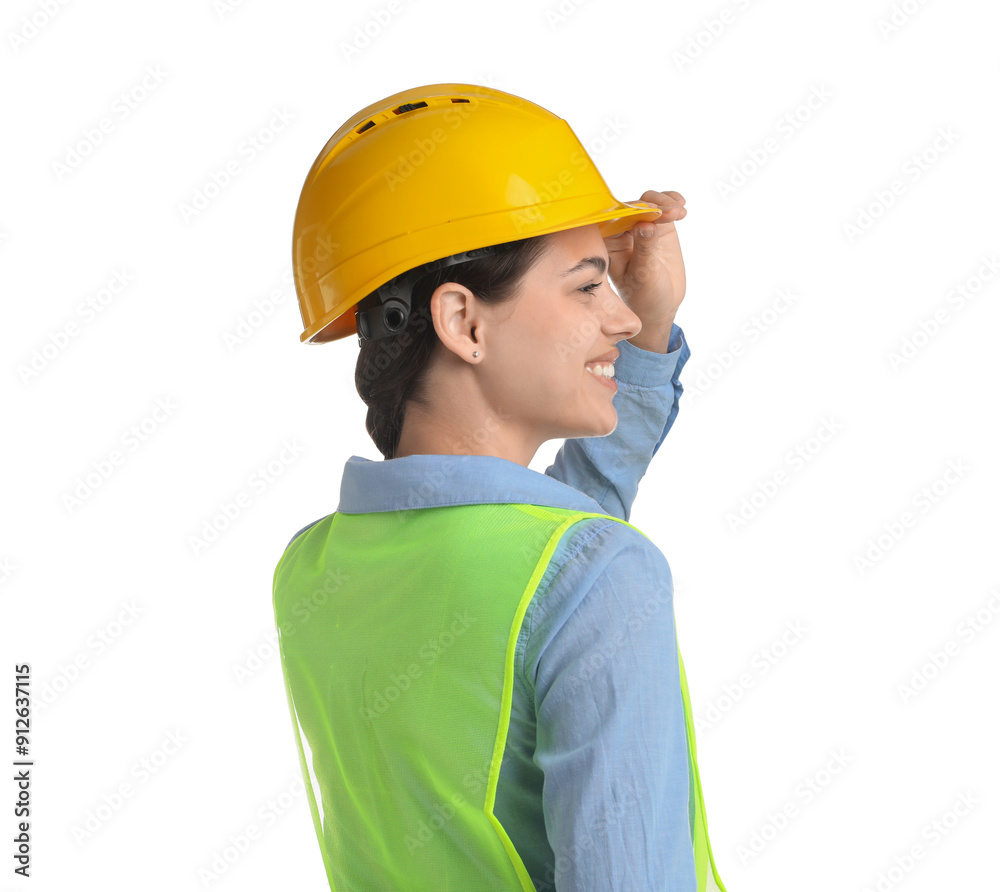Engineer in hard hat on white background Engineer in hard hat on white background