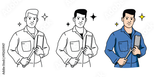 ar mechanic Vector with a hand holding a wrench on a white background Illustration