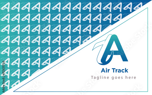 Air Track - icon, combination, symbole ,lettermark , logodesign , fusion of airoplan and letter A vector design photo