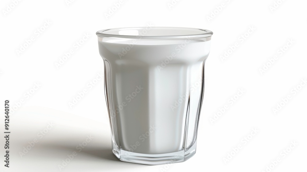 Milk glass, 3D illustration, realistic, isolated on white background Milk glass, 3D illustration, realistic, isolated on white background