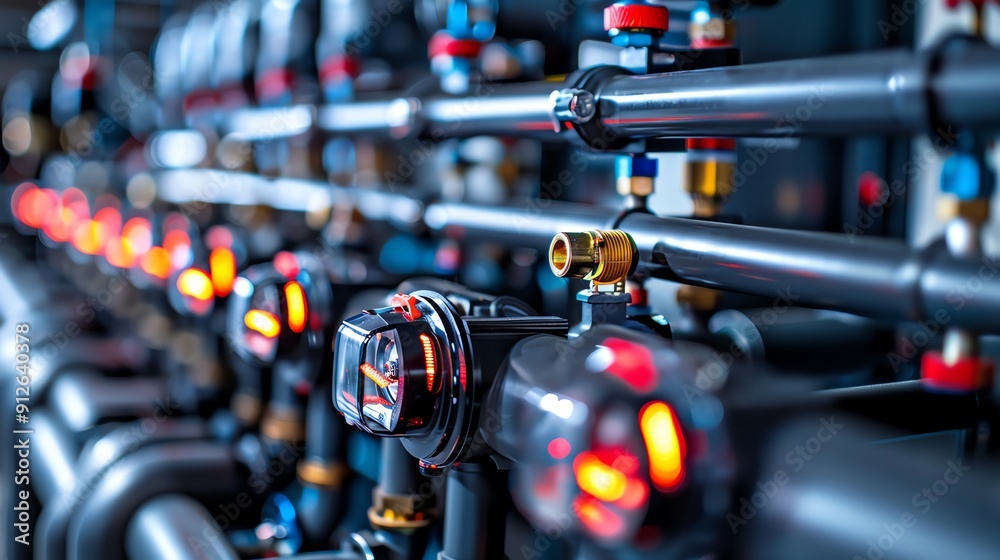 Fototapeta premium Boiler providing heating for an apartment building, urban residential setting Reliable and efficient, essential and comforting, multifamily housing