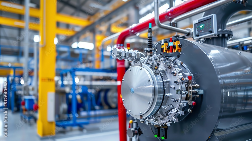 Boiler supplying steam to a textile factory, aiding in production processes Strong and efficient, robust and essential, manufacturing equipment Boiler supplying steam to a textile factory, aiding in production processes Strong and efficient, robust and essential, manufacturing equipment