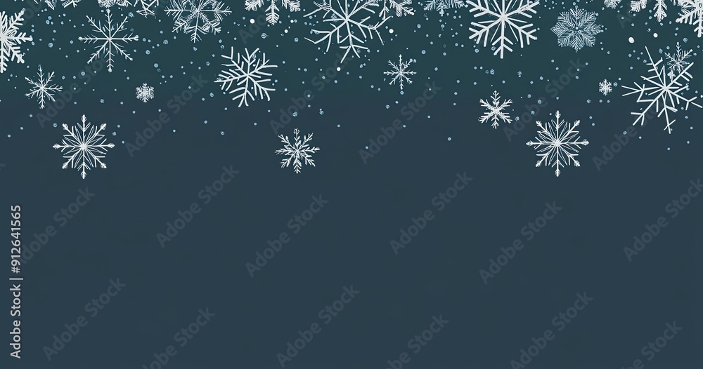 Christmas banner or card background with dark blue-green color and some snowflakes create the farming to have an empty copy space for text. Christmas banner or card background with dark blue-green color and some snowflakes create the farming to have an empty copy space for text.