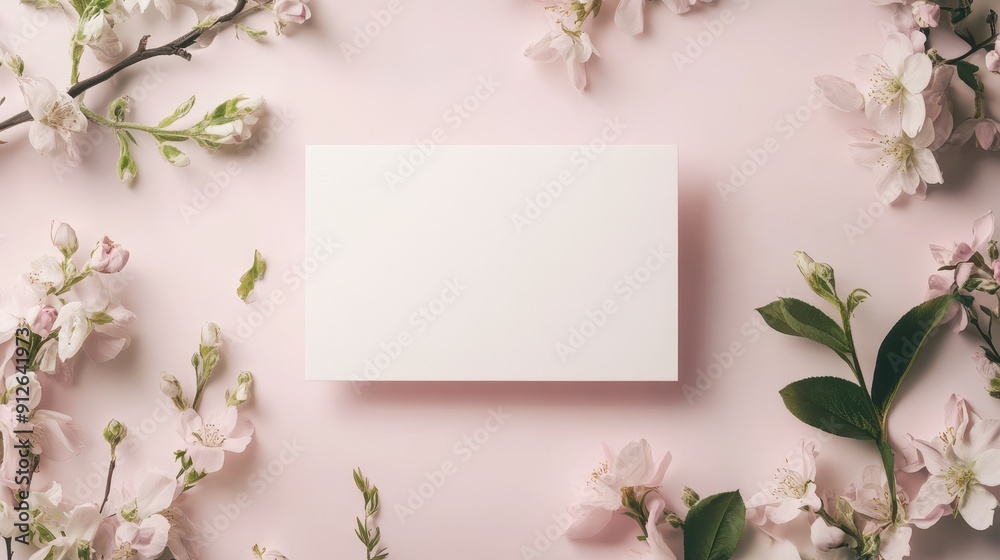 Blank card surrounded by pink roses with ample space for text or customization Blank card surrounded by pink roses with ample space for text or customization
