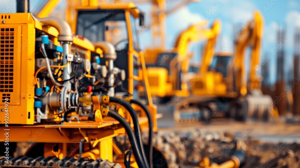 Industrial diesel generator powering a construction site, rugged outdoor setting Reliable and robust, efficient and essential, heavyduty power supply Industrial diesel generator powering a construction site, rugged outdoor setting Reliable and robust, efficient and essential, heavyduty power supply